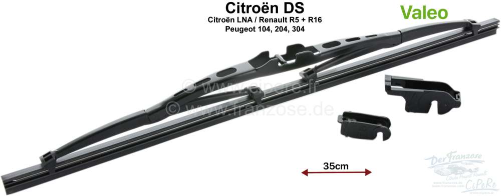 Peugeot - Wiper blade 35cm, per piece. Suitable for Citroen DS, LNA. Renault R5 + R16. Peugeot 104, 