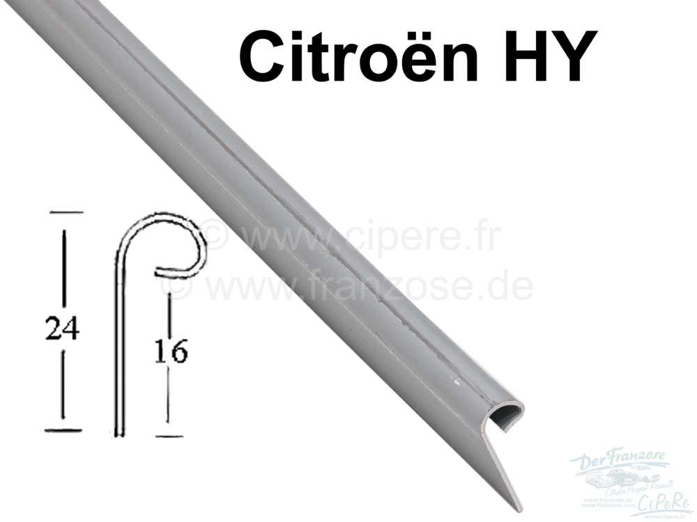 Citroen-DS-11CV-HY - Outer hinge strip (Female) Citroen HY. For the bonnet, side flaps, rear flap. 145cm length