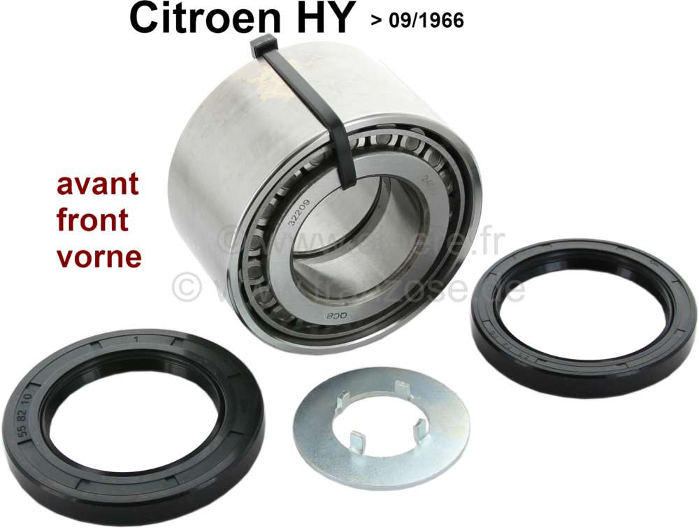 Citroen-DS-11CV-HY - Wheel bearing set in front. Suitable for Citroen HY, to year of construction 09/1966. Whee
