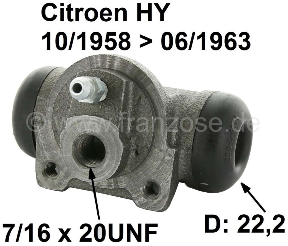 Citroen-DS-11CV-HY - Wheel brake cylinder rear (on the left + on the right fitting). Per piece. Suitable for Ci