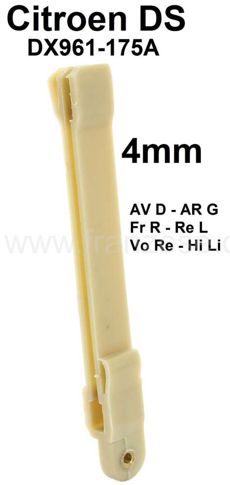 Citroen-DS-11CV-HY - Window guide 4mm. For one window on the right in front or on the left rear. The window gui