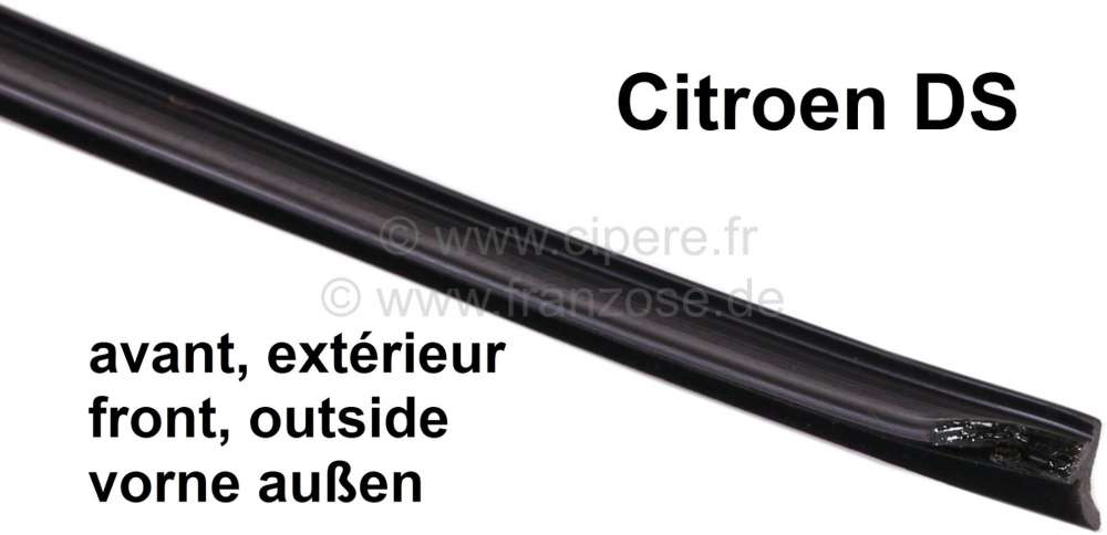 Citroen-DS-11CV-HY - Window shaft seal outside, for the front door. Length: 775mm. Suitable for Citroen DS. Per