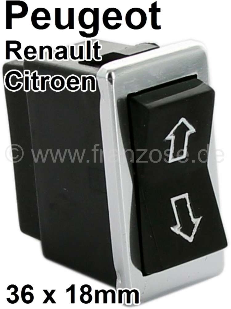 Peugeot - Window lifter switch, with chrome frame. Suitable for Peugeot 504, 604. Citroen CX1. Renau