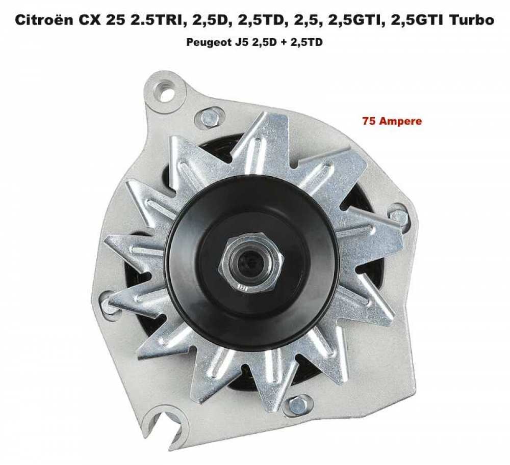Peugeot - Alternator (new part, with integrated alternator regulator)), suitable for Citroen CX 25 2