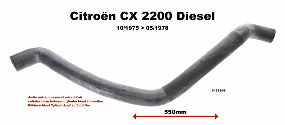 Sonstige-Citroen - CX 2200 D, radiator hose between cylinder head and breather. Suitable for Citroen CX 2200 
