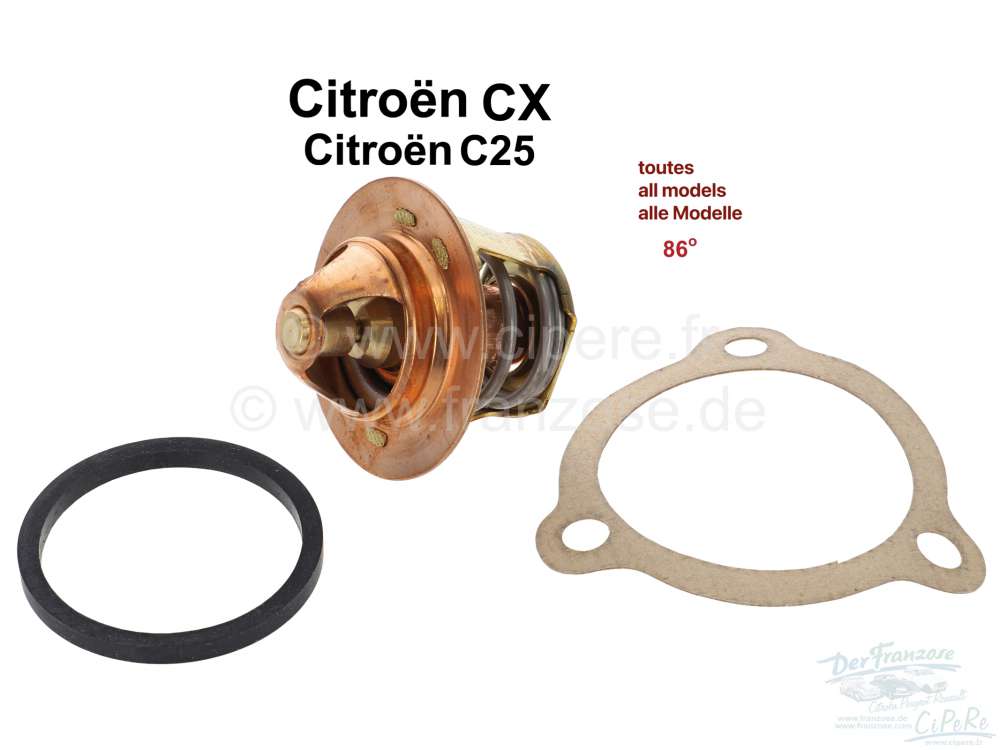 Sonstige-Citroen - thermostat Citroën CX, all Models opening temperature 86°, incl. gaskets C25