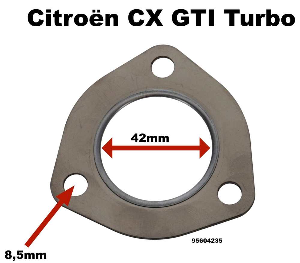 Sonstige-Citroen - CX, triangular exhaust gasket. For flexible exhaust pipe. Suitable for Citroen CX GTI Turb