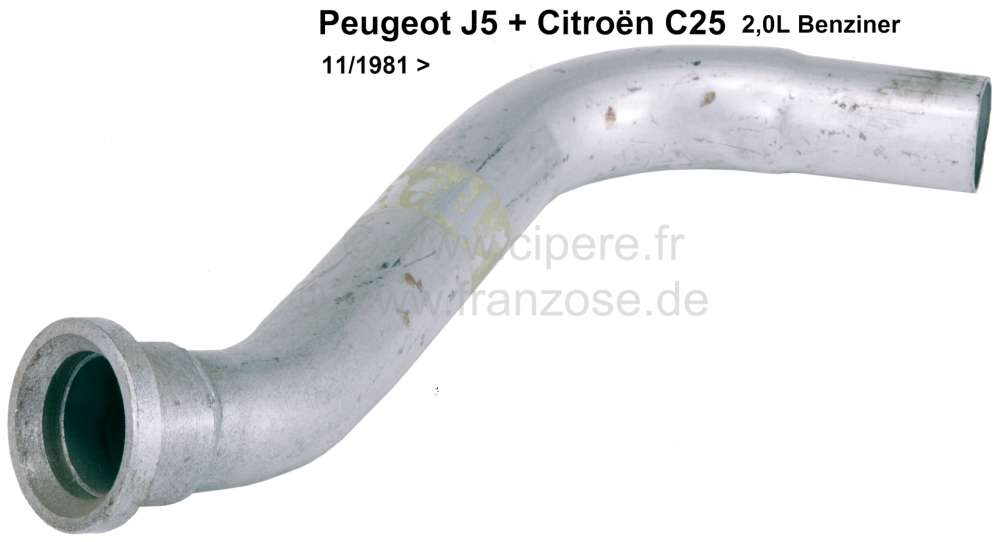 Peugeot - J5/C25, elbow pipe in front. Suitable for Peugeot J5 + Citroen C25, starting from year of 