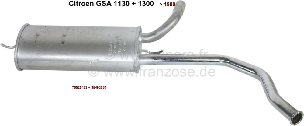 Sonstige-Citroen - Rear silencer. Suitable for Citroen GSA (1130 + 1300), to year of construction 1980. Or. N