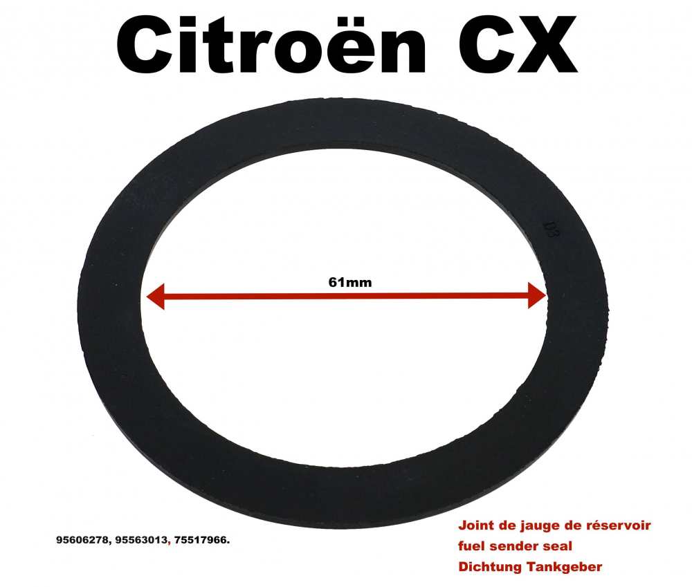 Sonstige-Citroen - CX, fuel sender seal. Suitable for Citroen CX. Or. No. 152819, 95606278, 95563013, 7551796