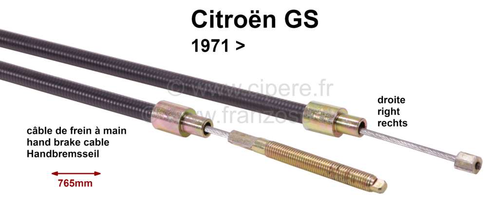 Sonstige-Citroen - Handbrake cable GS ab 71 right,765mm  4230002