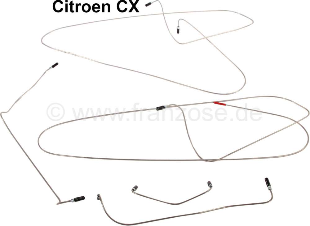 Sonstige-Citroen - Hydraulic lines for CX, short model09.76-90, stainless steel, 5 lines in to