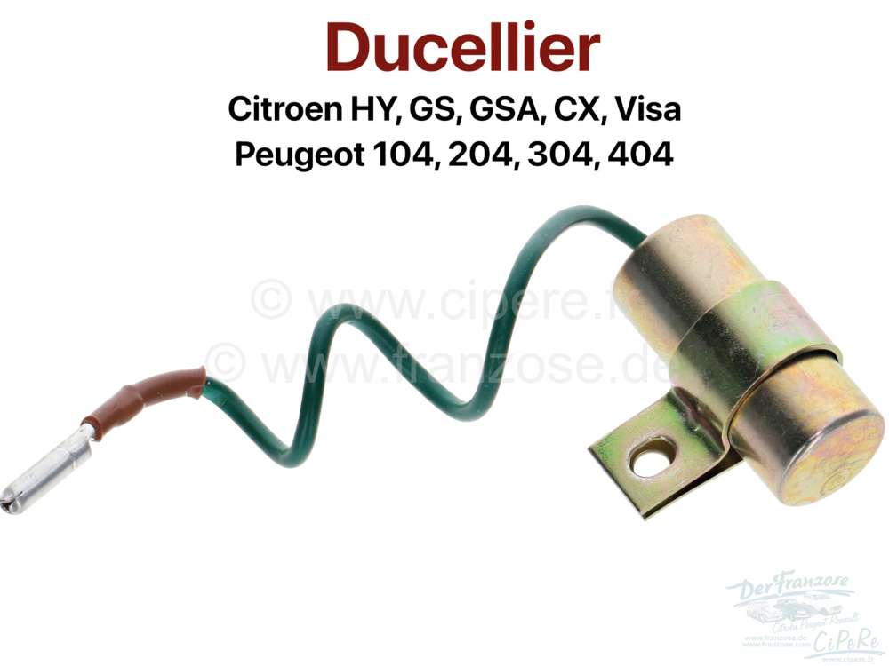 Citroen-2CV - Condenser Ducellier. Connection: Round plug. Suitable for Citroen HY, GSA, CX, Visa, Peuge