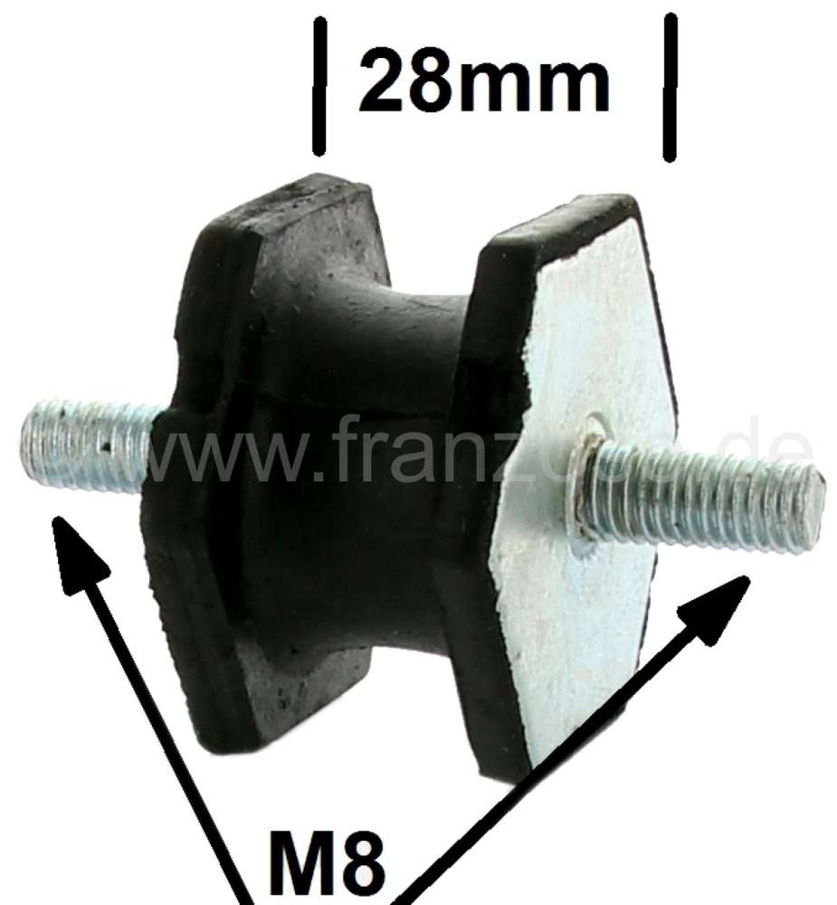Silent block M8. Diameter: 40mm. Overall height: about 28mm. Thread: M8