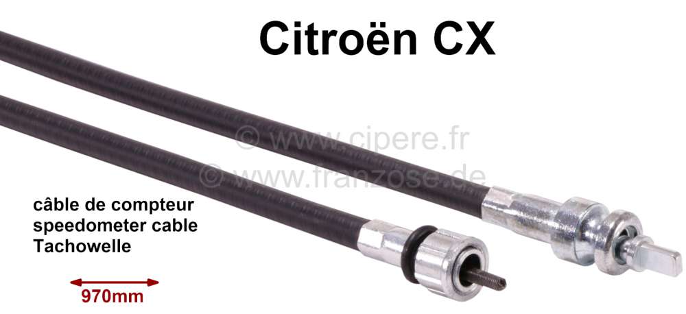 Sonstige-Citroen - Speedometer Cable,  CX 5 Gang, 970mm  75491627, lower part.
