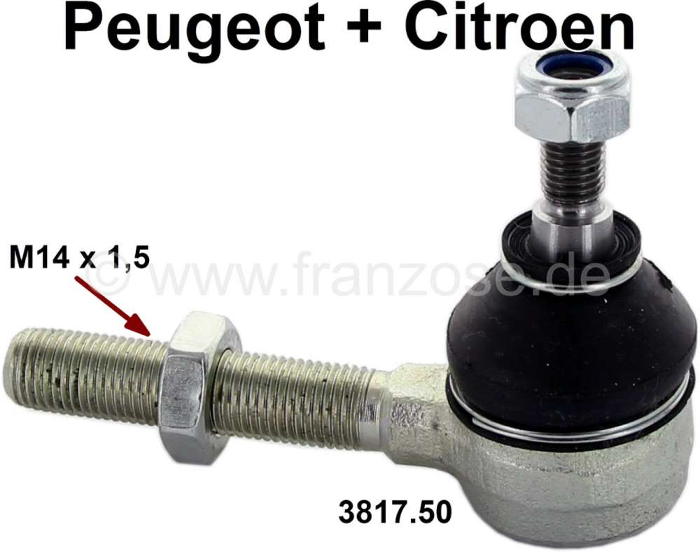 Peugeot - P 304/104/205/Visa, tie rod end M14x1,5, suitable on the left of or on the right. Ball: M1
