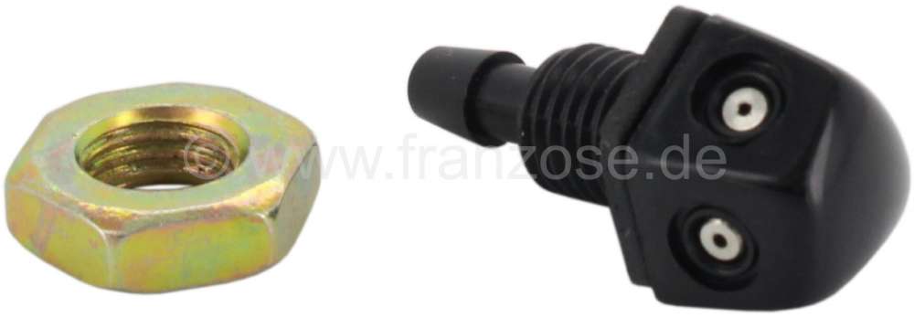 Peugeot - Windscreen washer nozzle black. Universal fitting. 4mm hose connection. The washer nozzle 