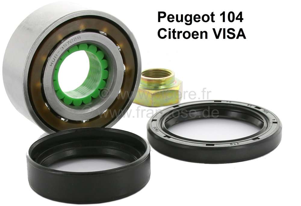 Citroen-2CV - P 104/Visa, wheel bearing set for the front axle.  Suitable for Peugeot 104. Citroen Visa 