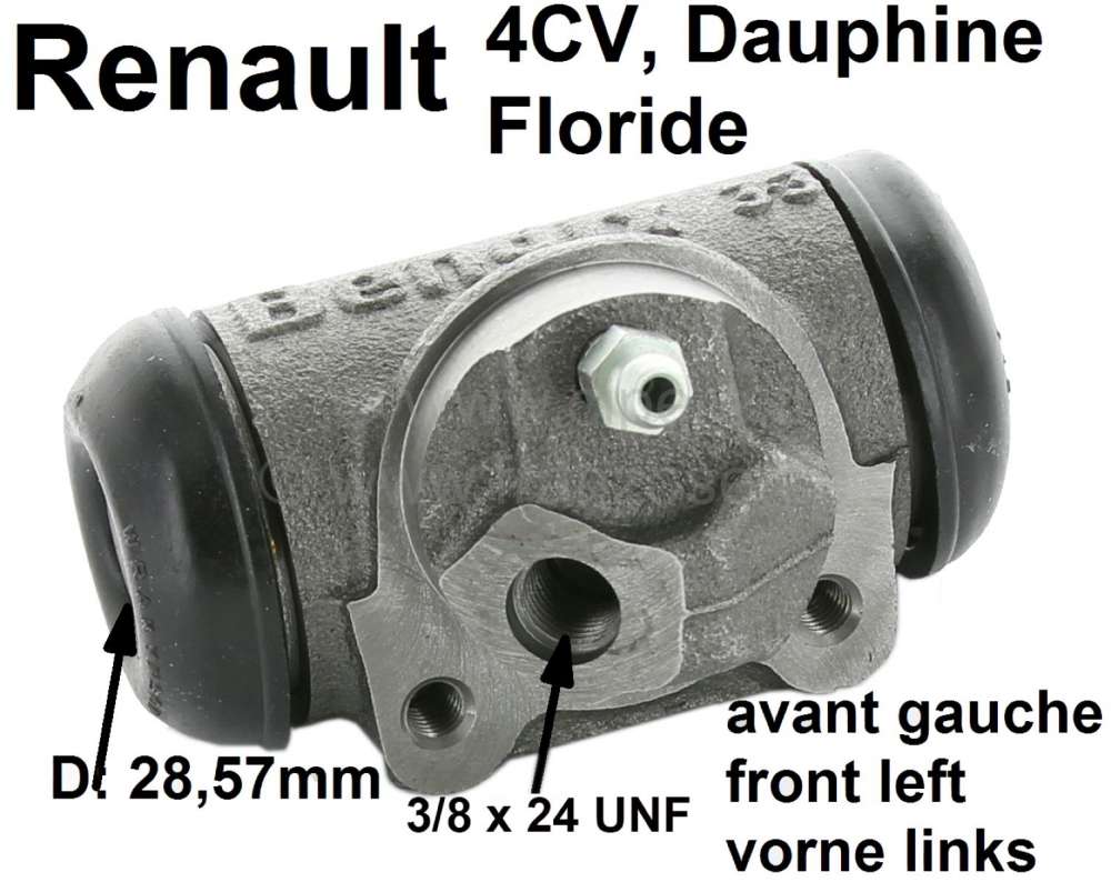 Renault - 4CV/Dauphine/Floride, wheel brake cylinder in front on the left. Suitable for Renault 4CV,