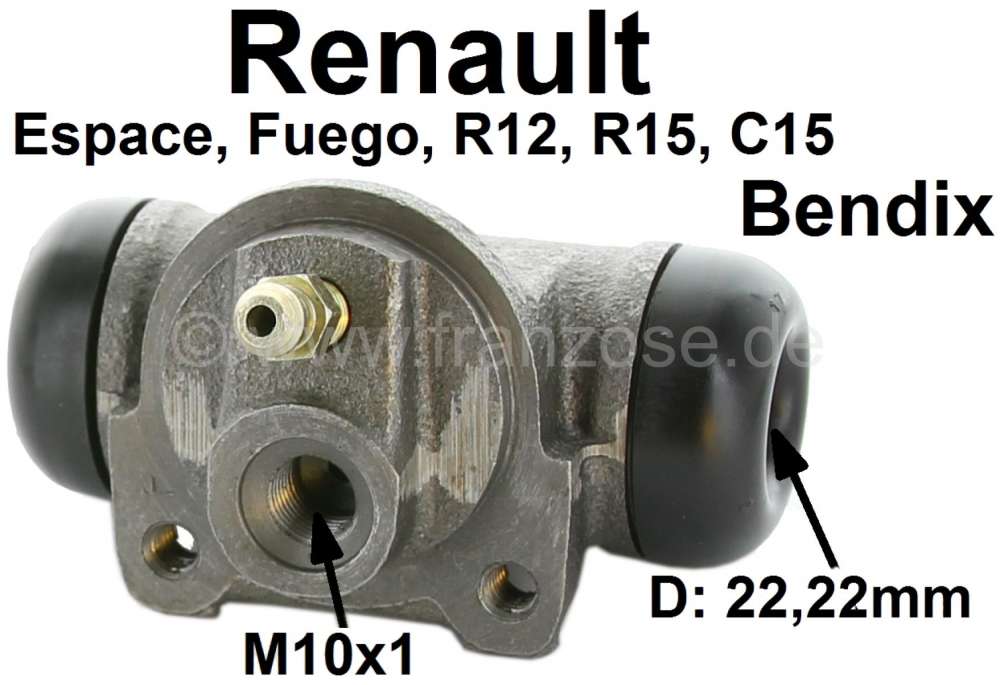 Renault - Wheel brake cylinder rear (system Bendix), left or on the right suitable. For Citroen C15.