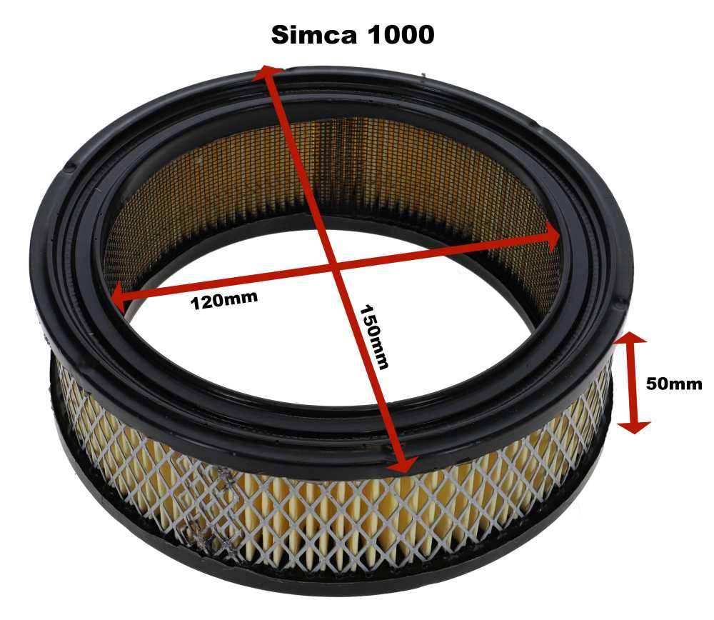 Peugeot - Air filter Simca 1000. 150mm outside diameter, 120mm inside diameter, 50mm height.