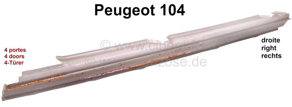 Peugeot - Box sill on the right, Peugeot 104, with 4 door`s! Partly with flight rust!