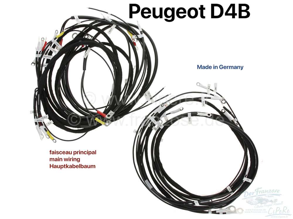 Peugeot - P D4B, Main wiring harness (without rear harness), suitable for Peugeot D4B. Made in Germa