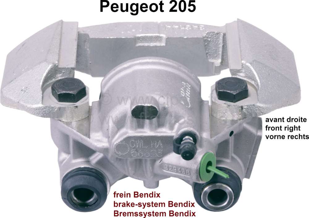 Peugeot - P 205, brake caliper in front on the right, brake system Bendix, piston  diameter 48mm, su