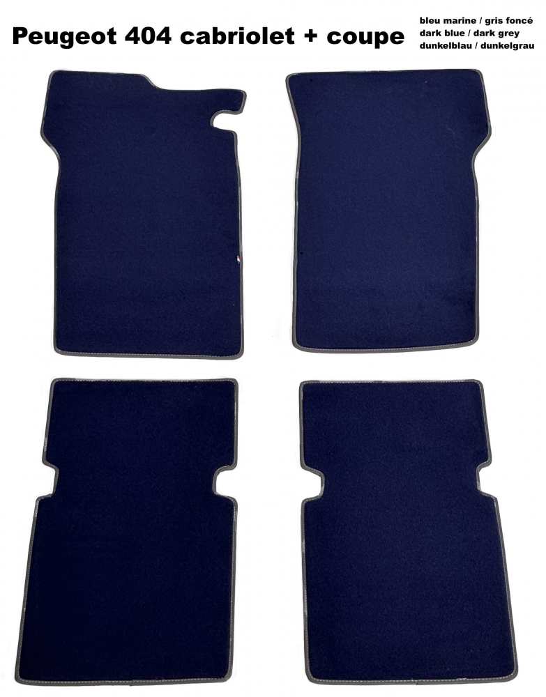 Peugeot - P 404C, set of floor mats (4 pieces). Velour Exellence dark blue (Bleu marine) with dark g
