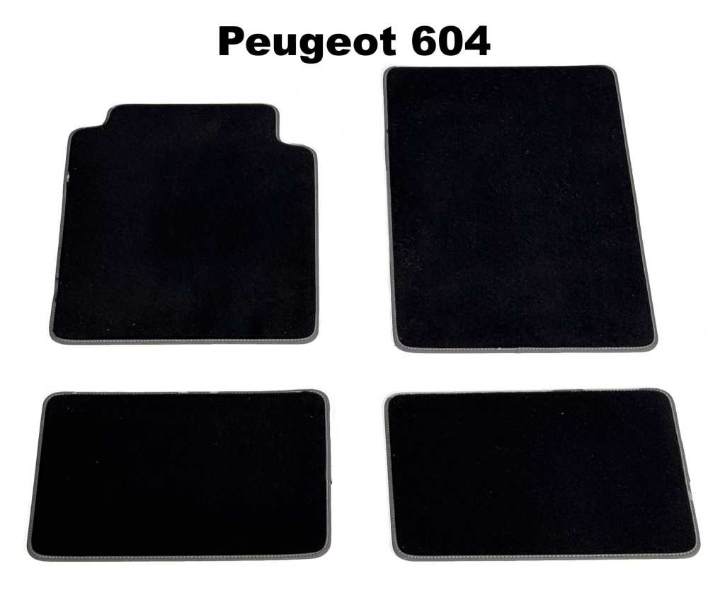 Peugeot - P 604, set of floor mats (4 pieces). Velour Exellence black with dark grey (Gris foncé) v