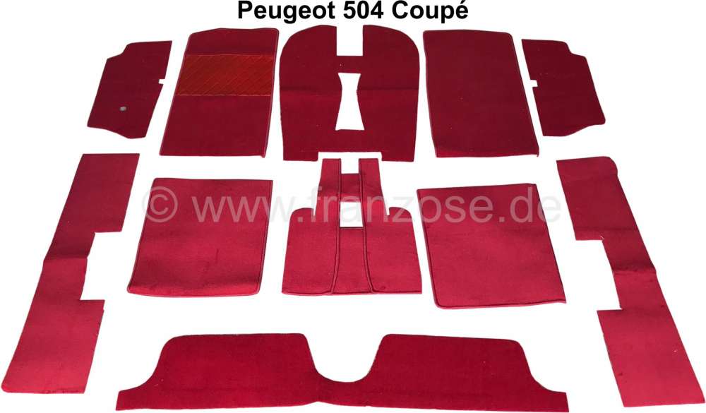 Peugeot - Carpet set of Velour dark red, for Peugeot 504 Coupe. 11 pieces.