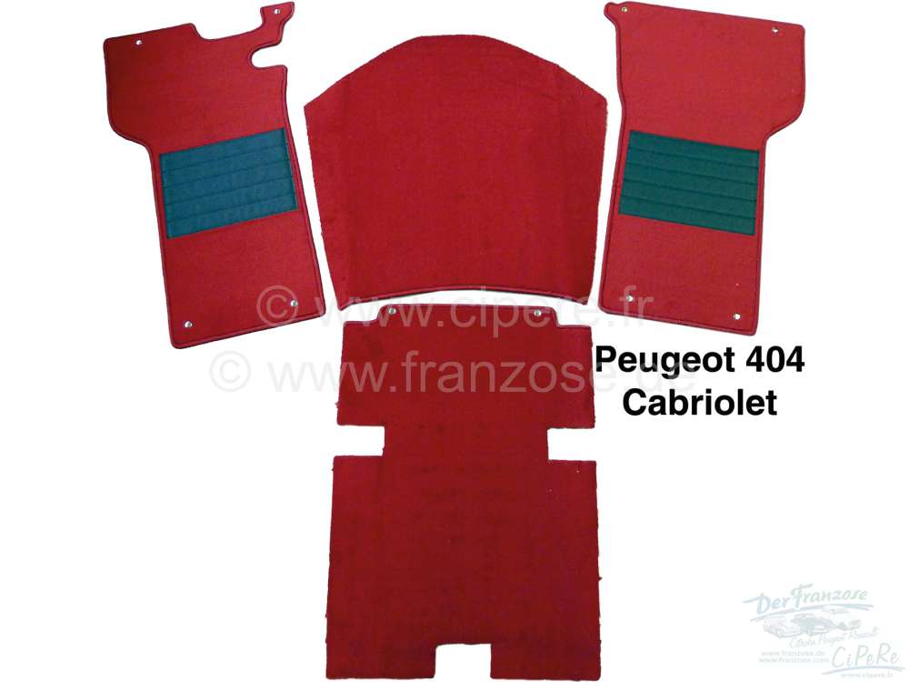 Peugeot - Carpet set of wine-red, for Peugeot 404 Coupe + Cabrio. 4 pieces, foam material lamination