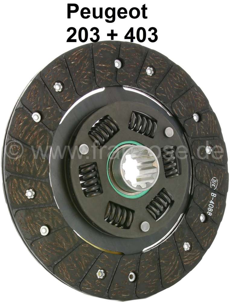 Peugeot - P 203, clutch disk. Suitable for Peugeot 203. Diameter: 200mm. 10 teeth. For shaft with 30