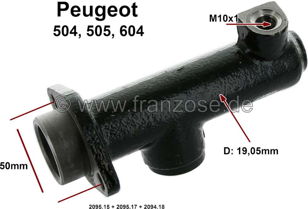 Peugeot - P 504/505/604, clutch master cylinder. Suitable for Peugeot 504 + 505, all petrols startin