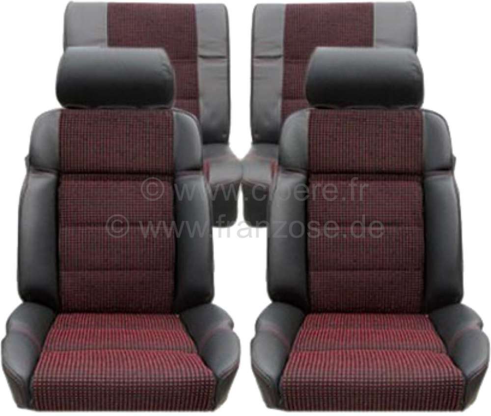 Peugeot - P 205, coverings set (2x seat in front, 1x seat bench rear). Color: Leather black with mat