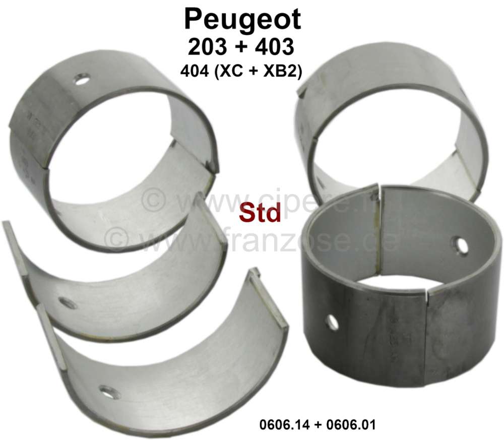Peugeot - Connecting rod bearing (complete set) for fuel engines with 3 crankshaft bearings. Dimensi