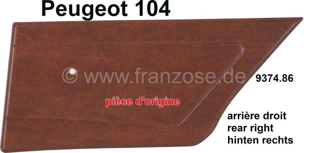 Peugeot - P 104, door lining rear on the right. Color: Vinyl brown (Terre cuite 3323). Suitable for 