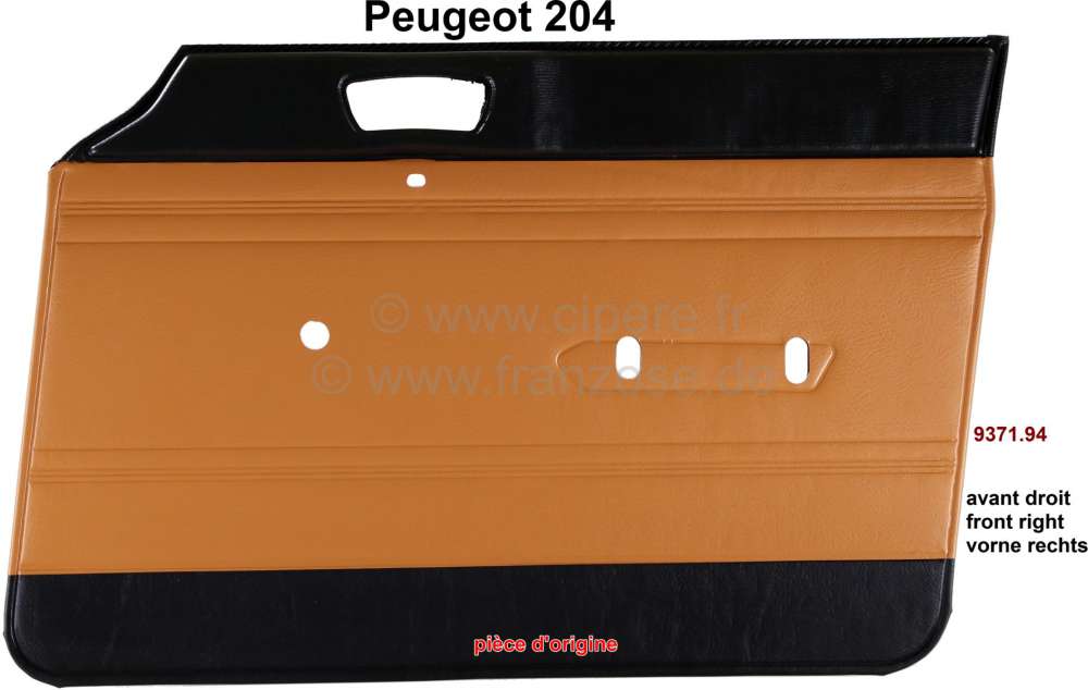 Peugeot - P 204, door lining in front on the right. Color: Vinyl beige (Pain doré 3170). Suitable f