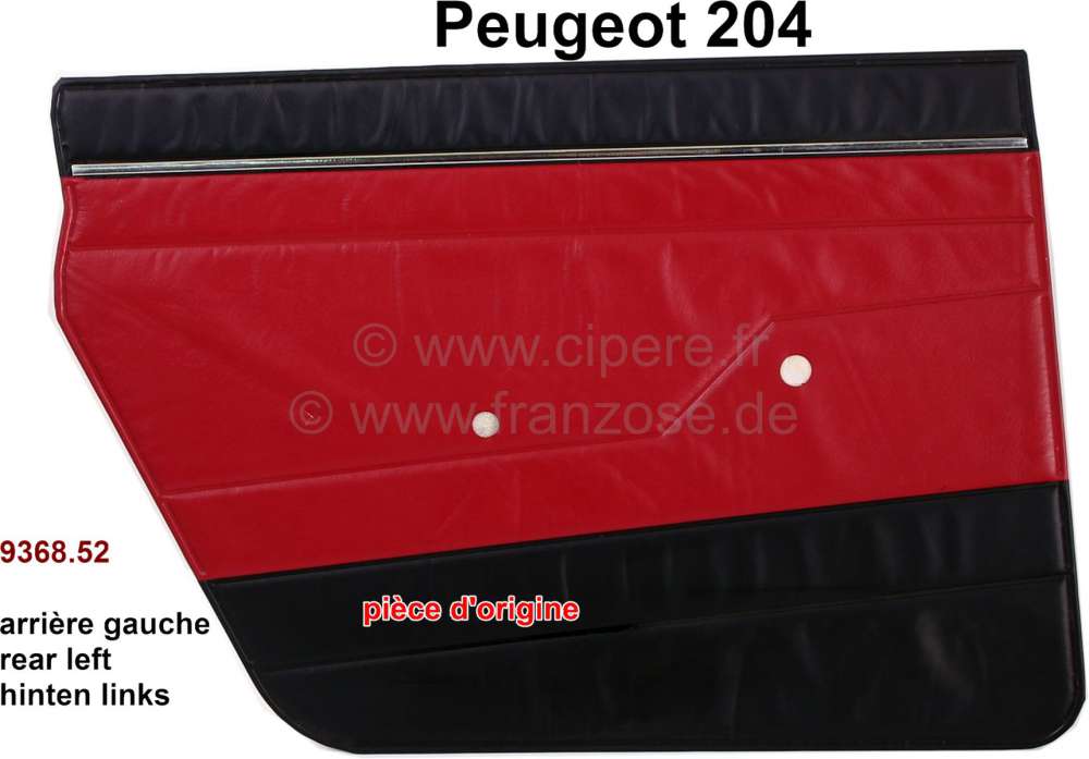 Peugeot - P 204, door lining at the rear left. Color: Vinyl dark red (rouge 3103). Suitable for Peug