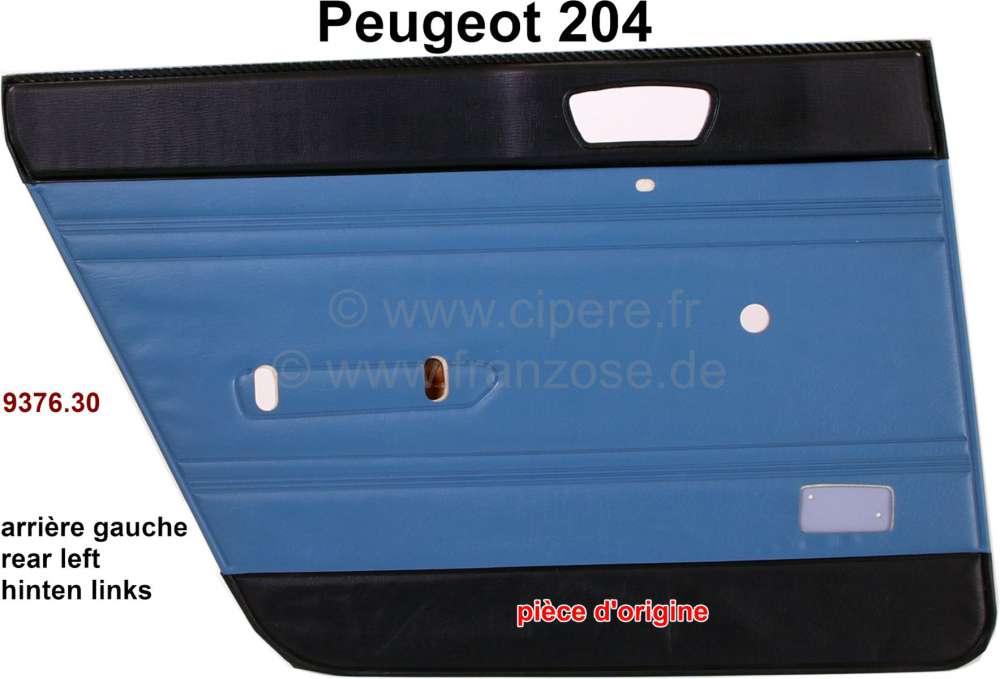 Peugeot - P 204, door lining rear on the left. Color: Vinyl cyan (Turquoise 3172). Suitable for Peug