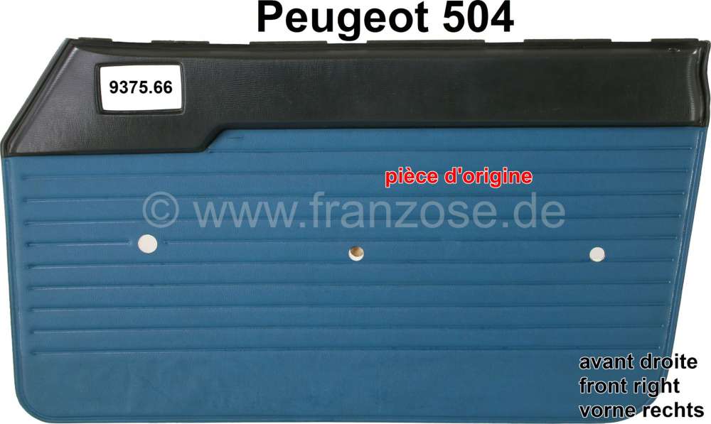 Peugeot - P 504, door lining in front on the right. Color: Vinyl green-blue. Suitable for Peugeot 50