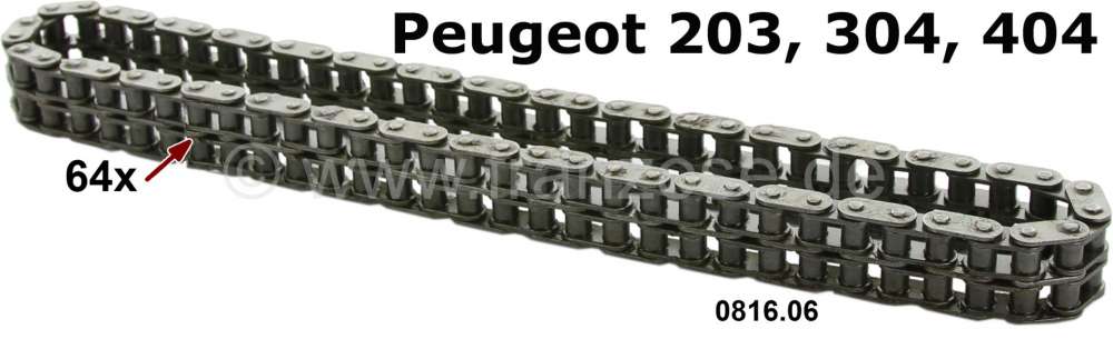 Peugeot - P 203/403/404, camshaft drive chain, 64 chain links (duplex, double chain). Suitable for P