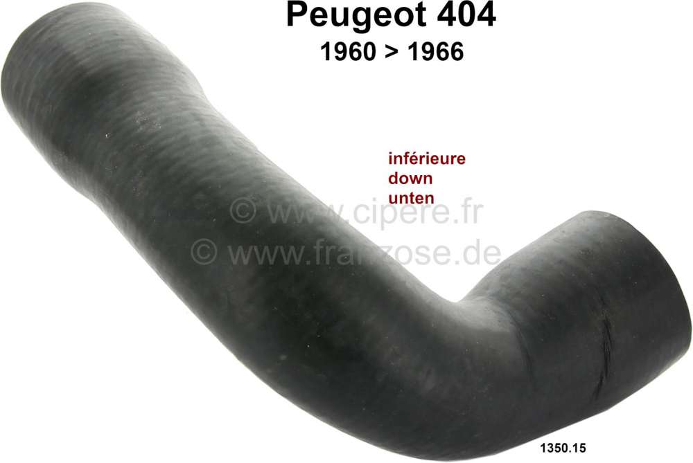 Peugeot - P 404, radiator hose down. Suitable for Peugeot 404, of year of construction 1960 to 1966.
