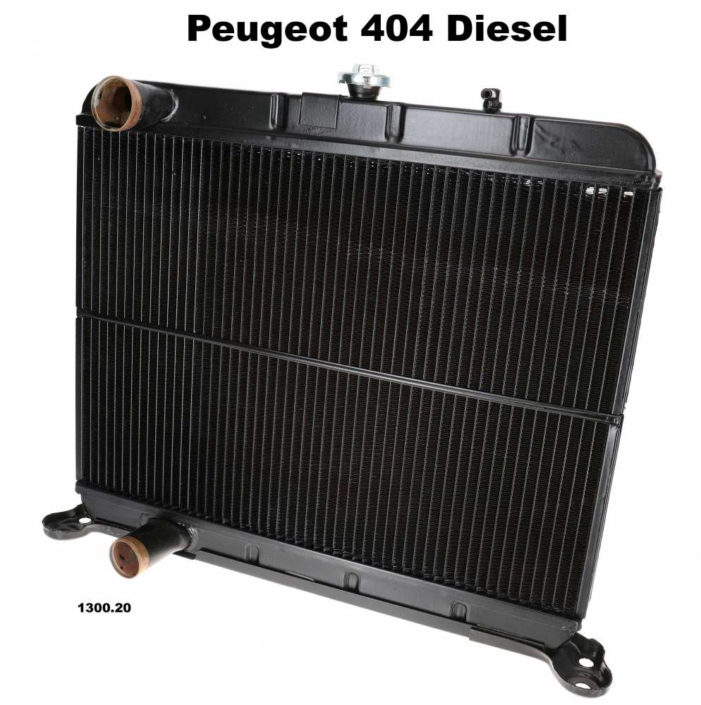 Peugeot - P 404D, radiator, suitable for Peugeot 404 Diesel (saloon, estate, pick-up). Length 378mm.