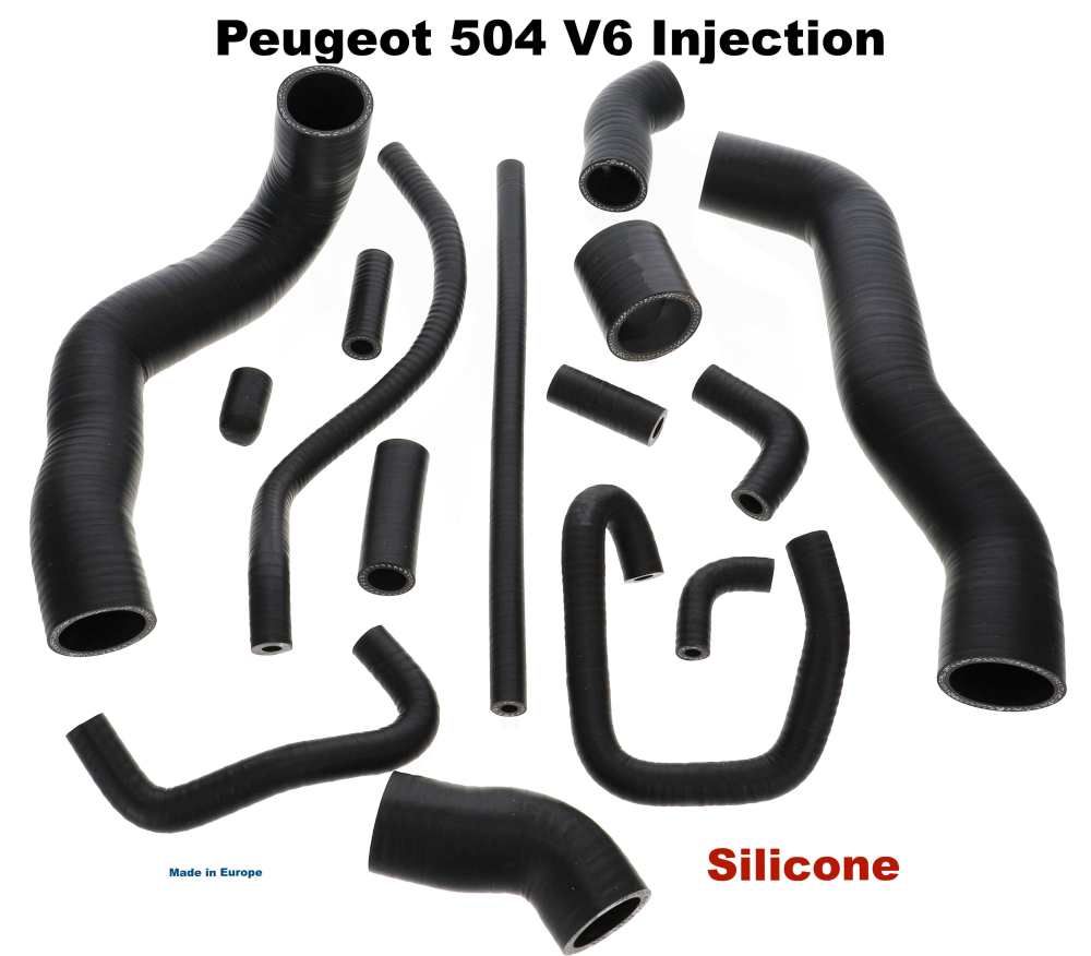 Peugeot - P 504 V6, radiator hose set. Consisting of 14 radiator hoses. Made of silicone (very durab