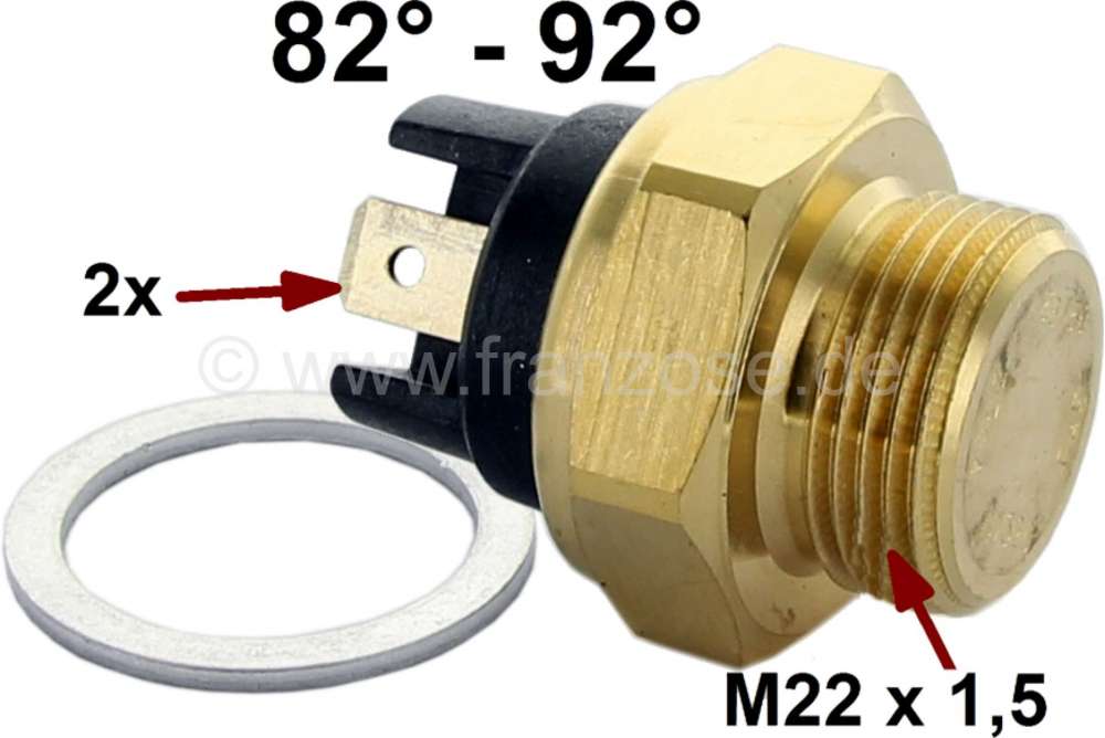 Alle - Temperature switch coolant. 92°-82°. Thread: M22. 2x electric connection. Suitable for P