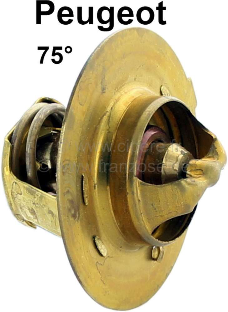 Peugeot - Thermostat 75° (without seal). Suitable for Peugeot 504 petrol, 505, J5. Mounting in the 
