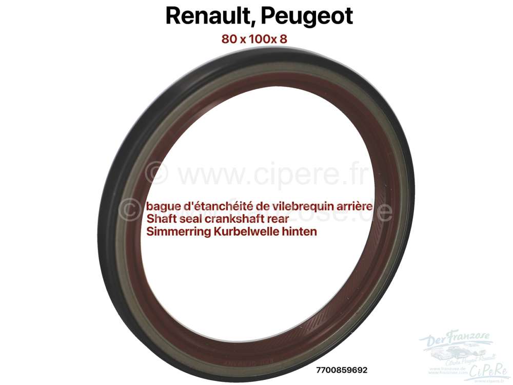 Renault - Shaft seal crankshaft rear. Suitable for nearly all Renault engines. Also for V6 engines b