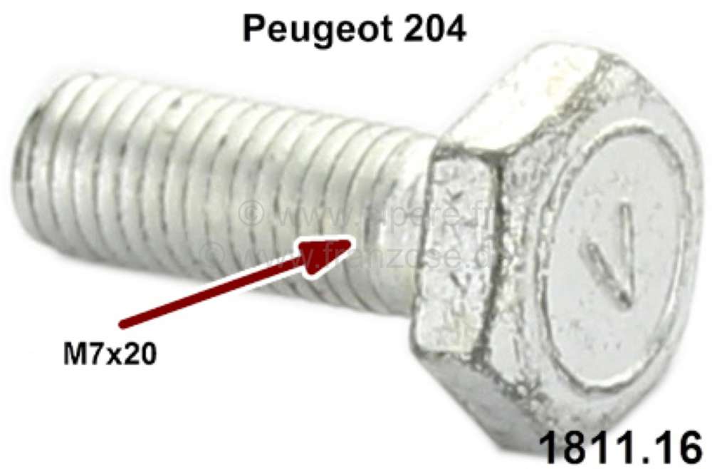 Renault - P 204, screw M7x20, flat head. For the securement of the engine suspension in front + rear