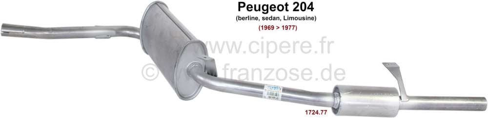 Peugeot - P 204, silencers rear (consisting of 2 silencers), only suitable for Peugeot 204 sedan, fr